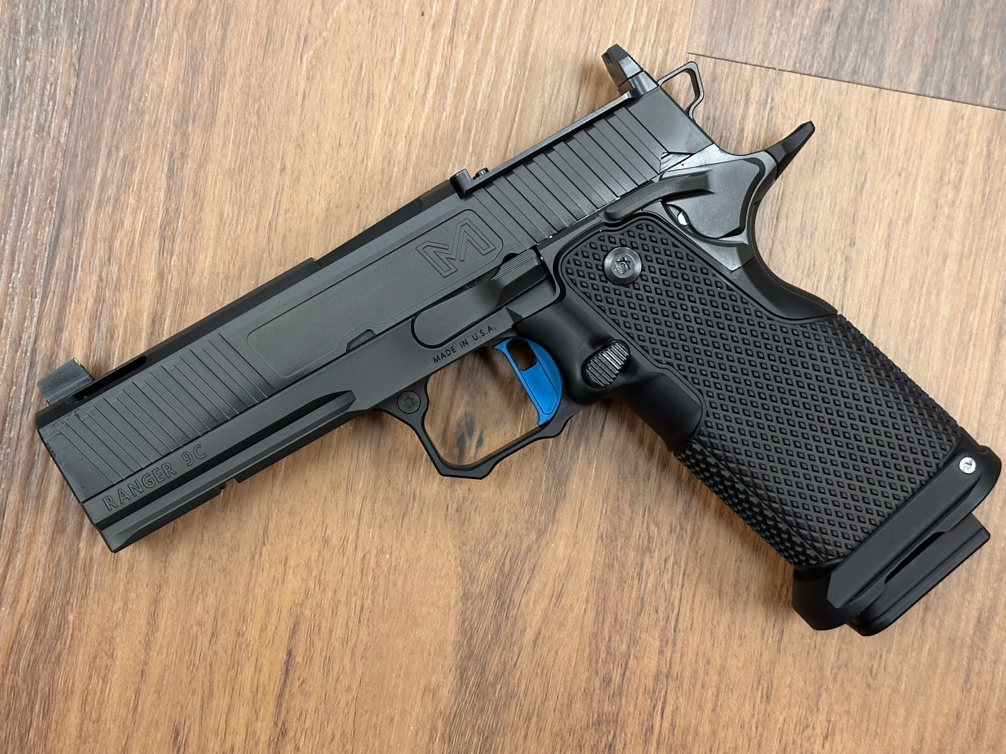 MILLER PRECISION RANGER 9C PORTED 9MM PISTOL - 4.4" BLACK WITH BLUE TRIGGER