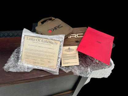 KINGS RIVER CUSTOM LEVEL III; CUSTOM WOOD DISPLAY CASE. HAND ENGRAVED CASE HARDENED .45ACP