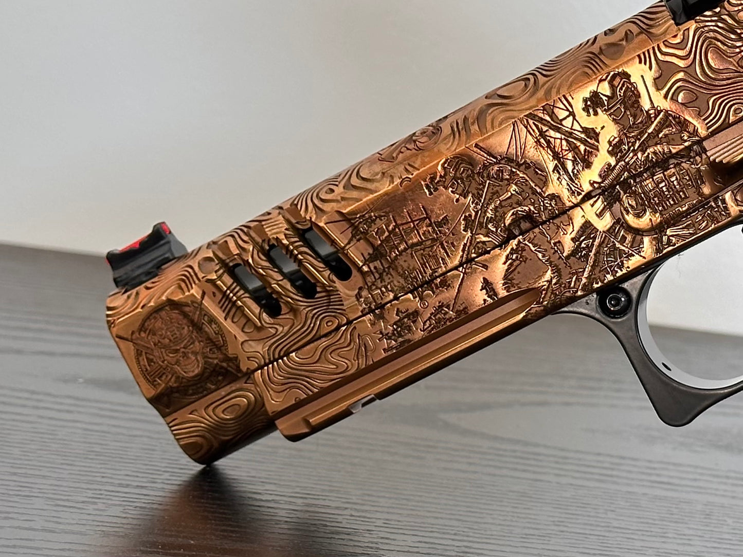 STACCATO CUSTOM P “BLACKOPS” PORTED POLISHED COPPER/BLACK DLC FINISH WITH T7 GRIPS “EDGE” TRIGGER