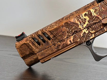 STACCATO CUSTOM P “BLACKOPS” PORTED POLISHED COPPER/BLACK DLC FINISH WITH T7 GRIPS “EDGE” TRIGGER