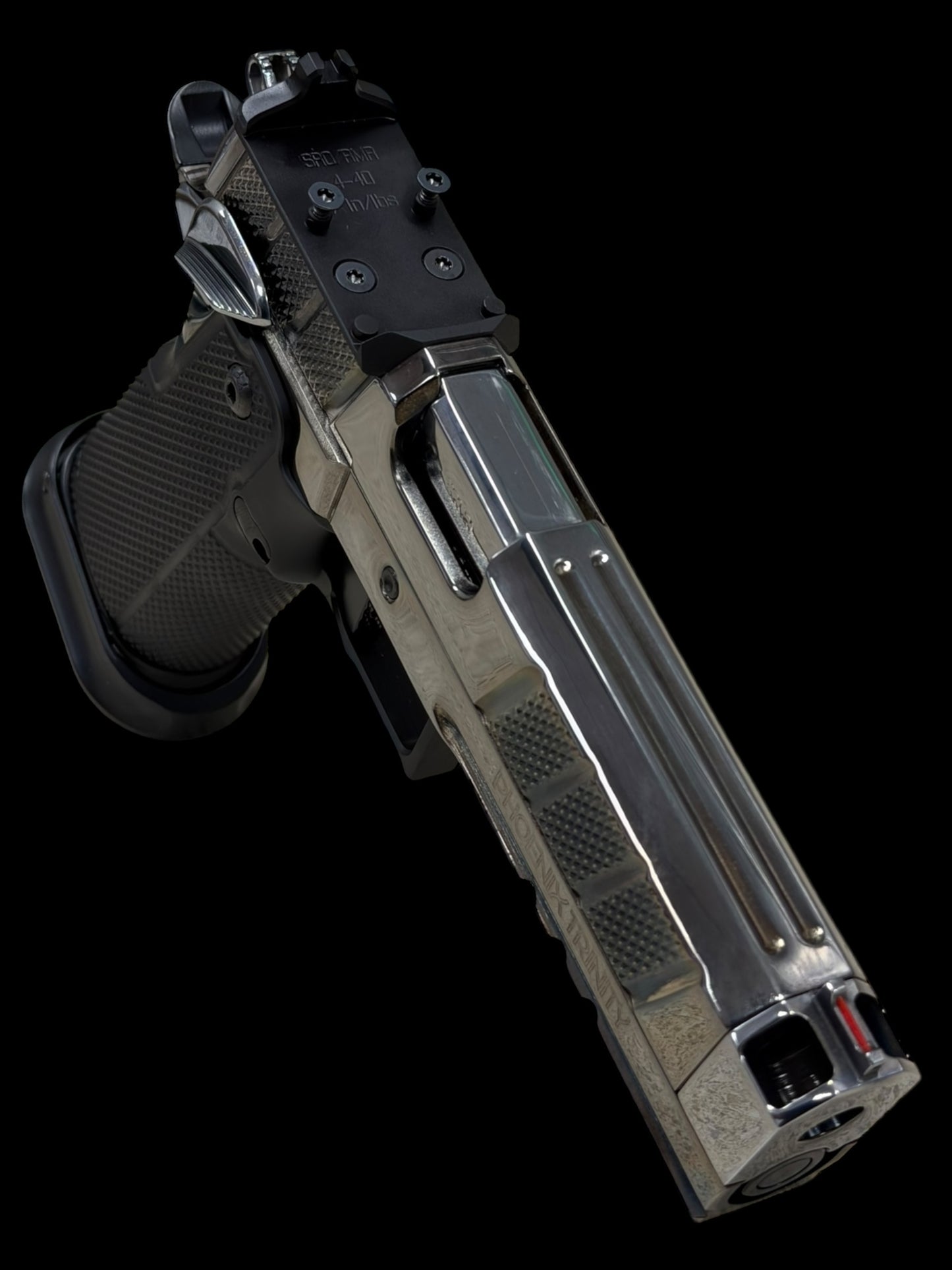PHOENIX TRINITY H PRO COMP CUSTOM POLISHED BLACK CHROME WITH ALUMINUM EVO GRIPS 9MM