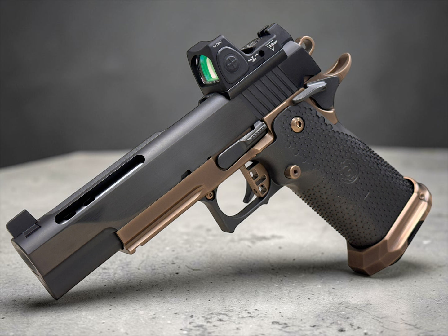 GUNCRAFTER INDUSTRIES 9MM PORTED DS GOVERNMENT POLISHED DLC WITH RMR OPTIC.