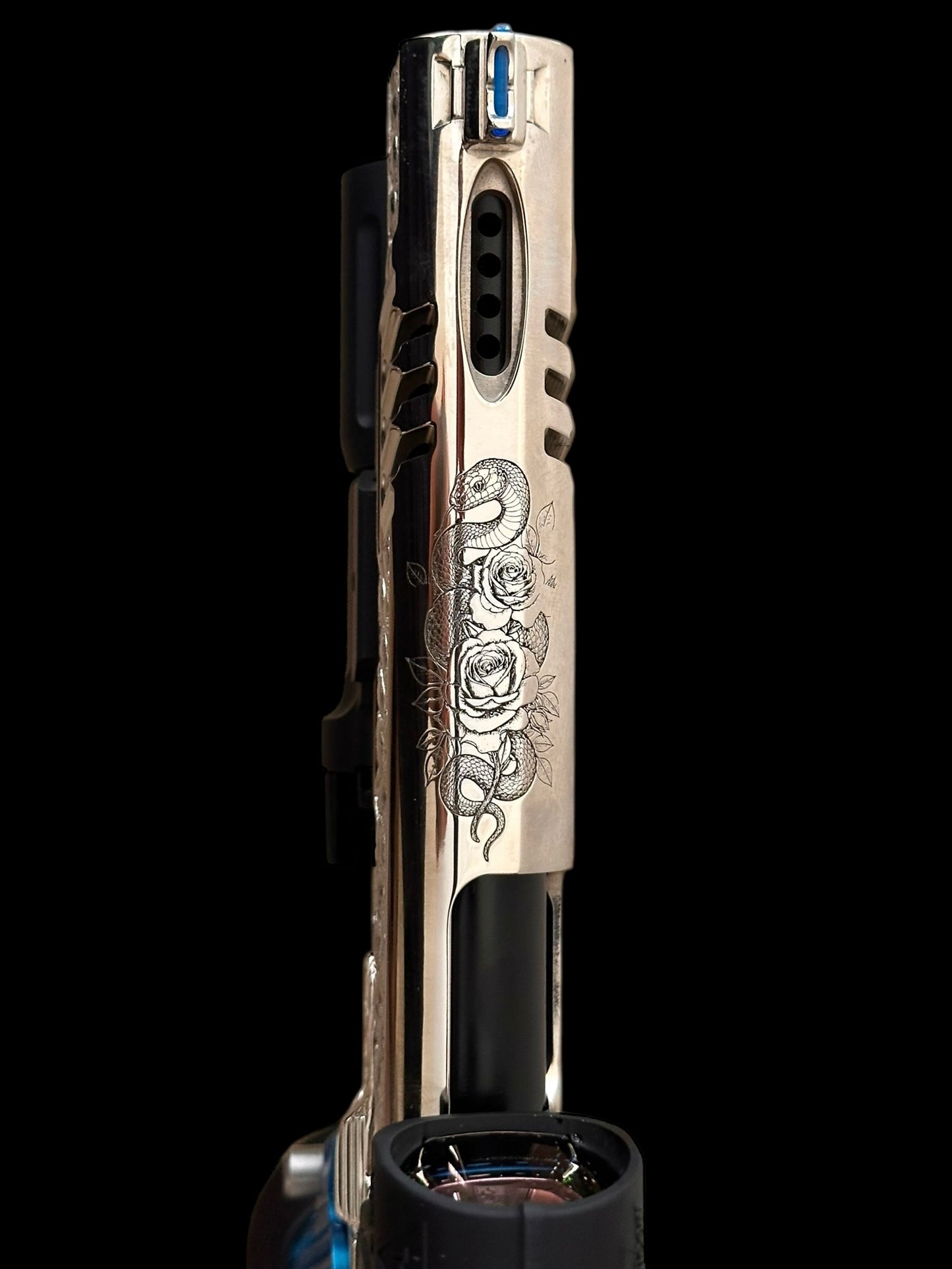 STACCATO CUSTOM XL “VITA FINITA” FULLY CUSTOMIZED 3D ENGRAVED POLISHED NICKEL ATLAS GRIPS