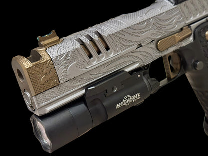 STACCATO CUSTOM XC “TRIBAL DRAGON” ENGRAVED IN GRAY/BRONZE WITH ACRO P2 & X300