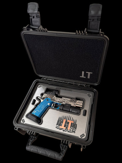 STACCATO CUSTOM XL “VITA FINITA” FULLY CUSTOMIZED 3D ENGRAVED POLISHED NICKEL ATLAS GRIPS