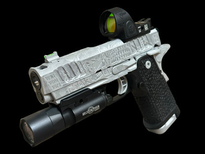CUSTOM STACCATO C “SPARTACUS” EDITION PORTED FULLY ENGRAVED WITH SILVER FINISH SRO AND X300
