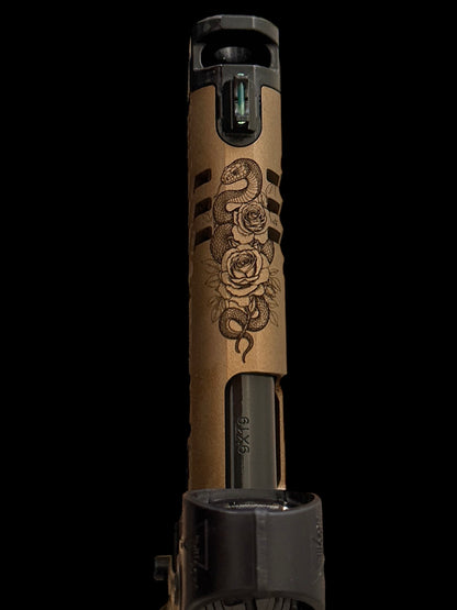 STACCATO CUSTOM XC “VITA FINITA” BLACK/BRONZE WITH ATLAS ALUMINUM GRIPS AND SRO