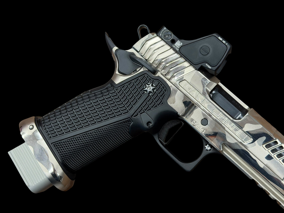 DARK FORGE WRAITH 4.6” PORTED POLISHING NICKEL CAMO FINISH WITH TRIJICON RMR HD