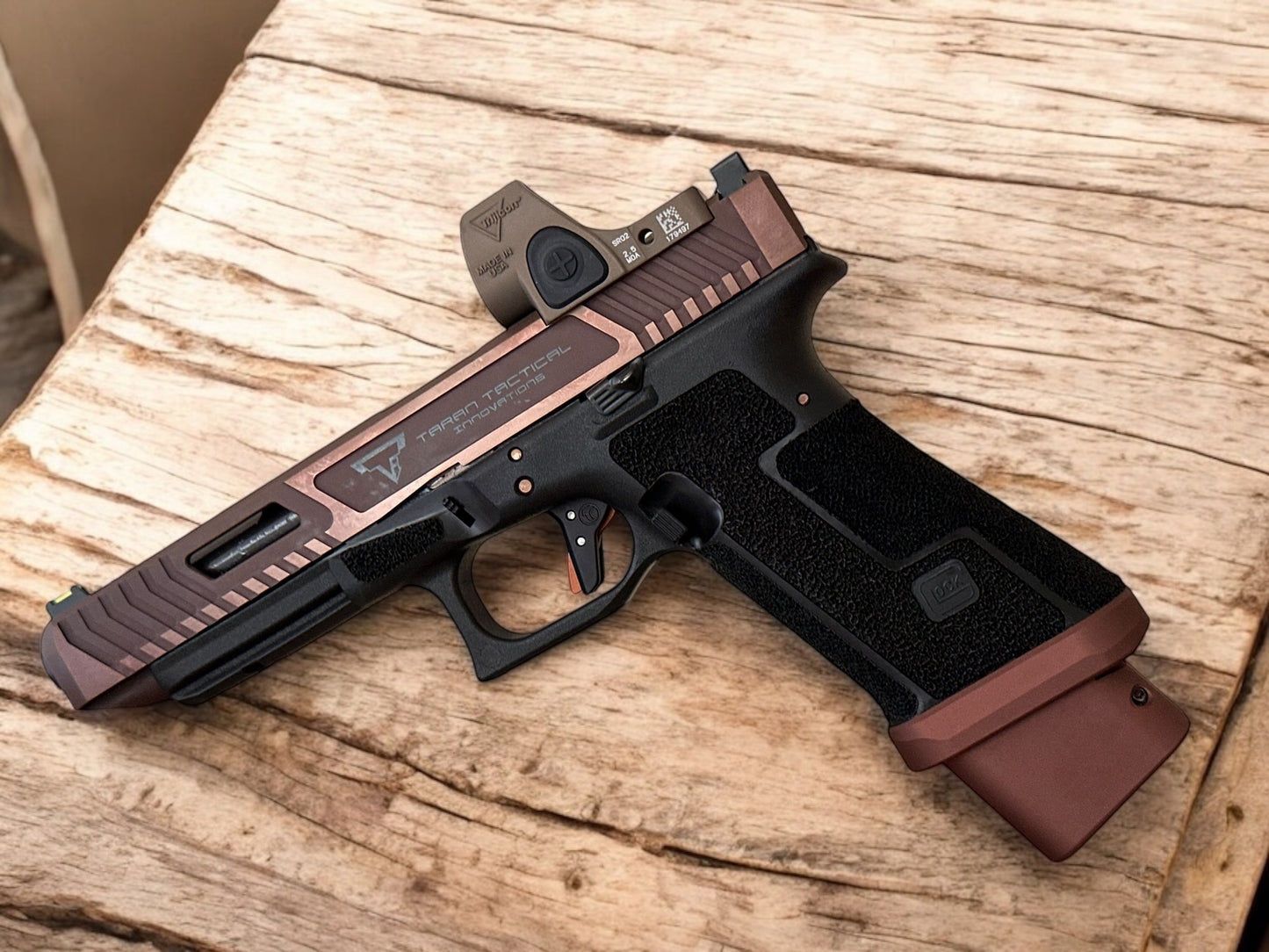 TARAN TACTICAL GLOCK 34 COPPERHEAD FINISH 9mm WITH TRIJICON SRO