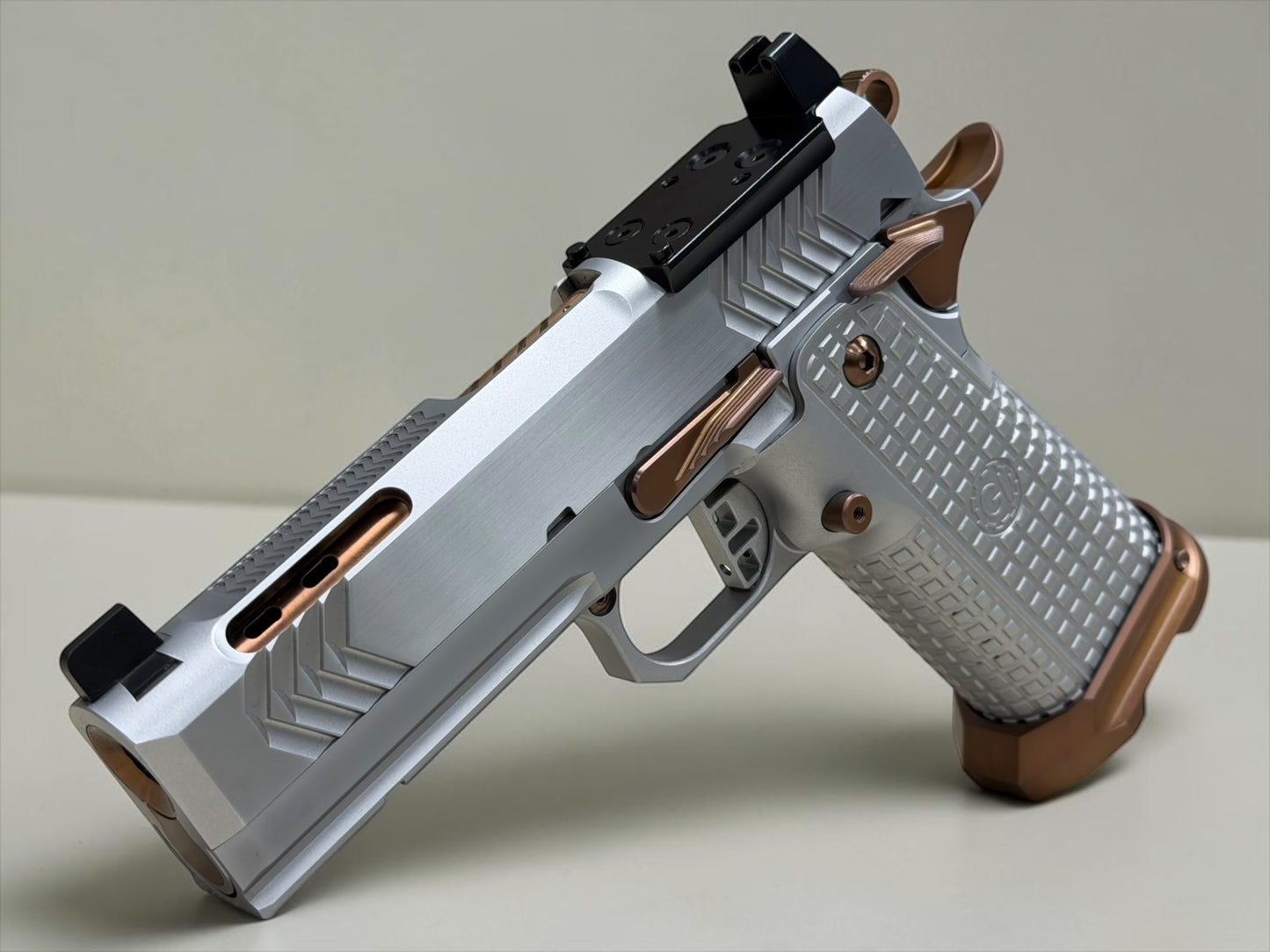 GUNCRAFTER POLARA X2 PORTED COMMANDER 4.25” SILVER COPPER PVD ALUMINUM GRIP