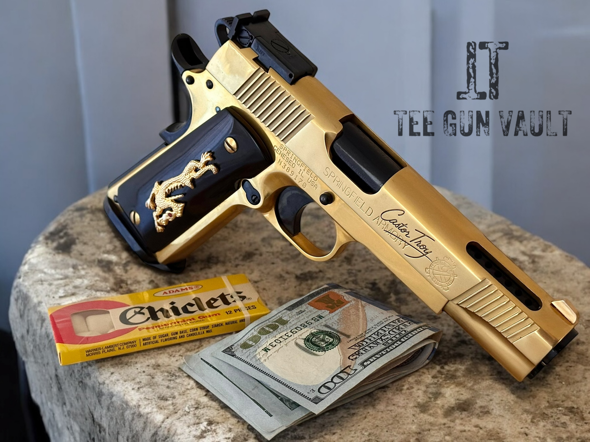 SPRINGFIELD ARMORY V12 PORTED “FACE OFF” CASTOR TROY IN GOLD