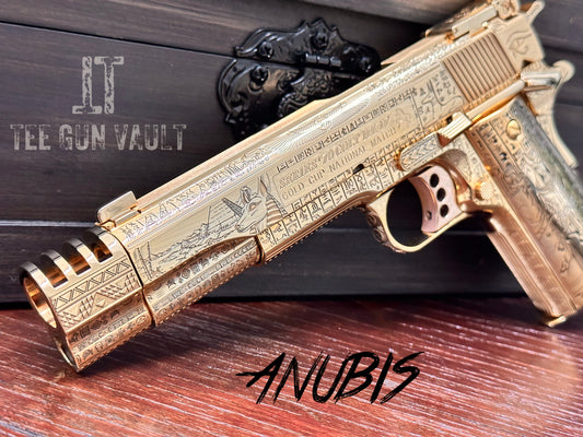 COLT CUSTOM 1911 COMP’D LIMITED EDITION “ANUBIS” 24k GOLD IN A BEAUTY DISPLAY MAGNETIC BOX