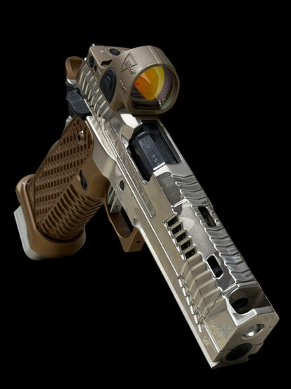 DARK FORGE REAPER PORTED COMP POLISHED NICKEL CAMO WITH T7 GRIP AND EDGE TRIGGER