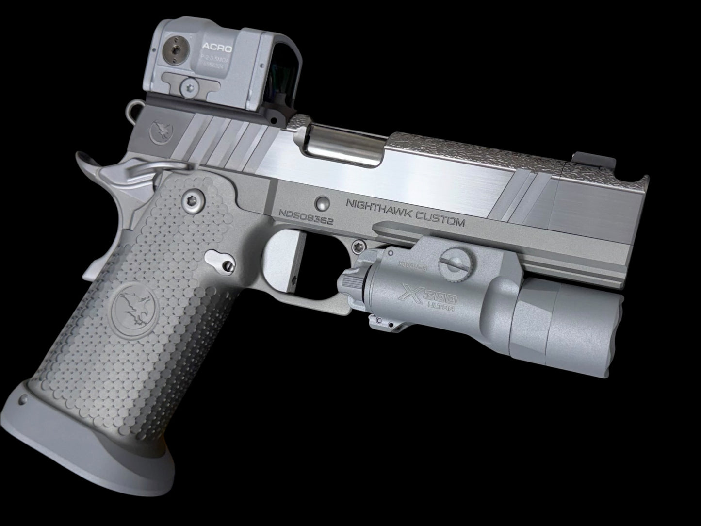 NIGHTHAWK CUSTOM TRS COMP POLISHED SILVER WITH MATCHING ACRO P2 & X300