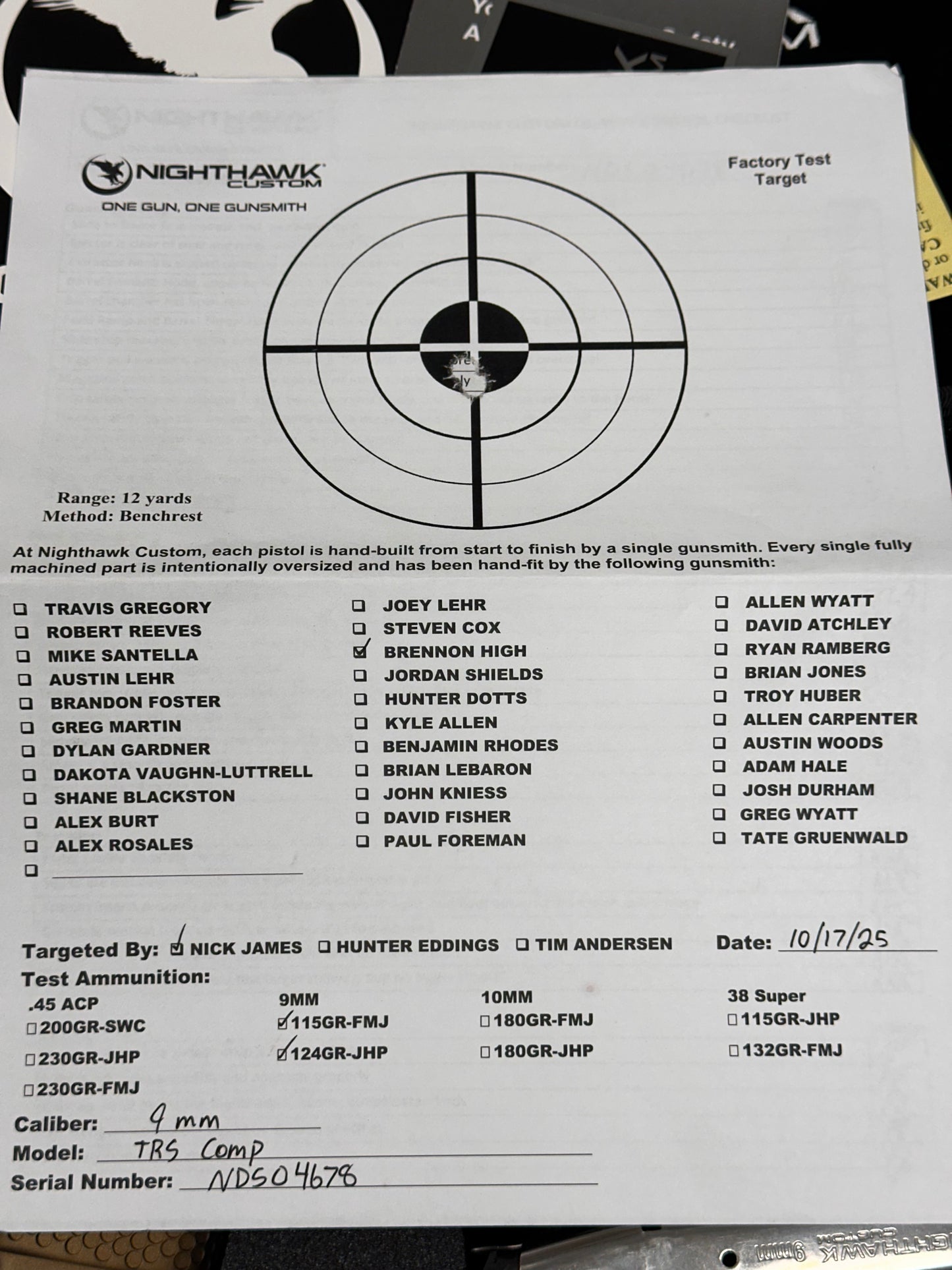NIGHTHAWK CUSTOM TRS COMMANDER PORTED “BLACK OPS” 1 OF 1 WITH RMR AND TLR1 9MM