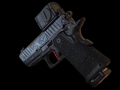 STACCATO CUSTOM CS 3.5” FULLY ENGRAVED SCROLL IN ROYAL BLUE FINISH WITH ACRO P2 OPTIC