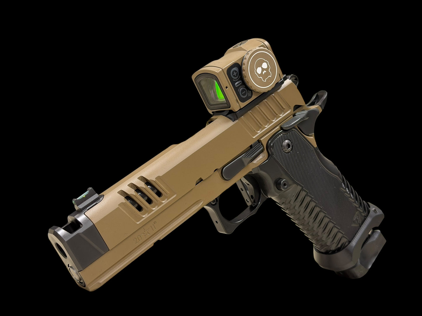 STACCATO XC CUSTOM FDE FINISH WITH T7 ALUMINUM GRIPS ATLAS TRIGGER AND ACRO P2