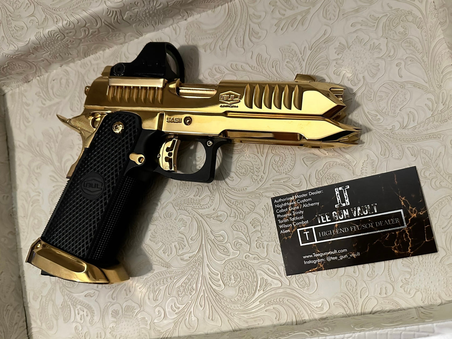 BUL ARMORY SAS II SPIKE CUSTOM 1 OF 1 24K GOLD PLATED HIGH POLISHED 9MM