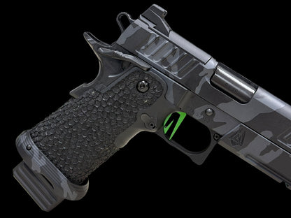 STACCATO P CUSTOM WITH DRAGON SCALE GRIPS “EDGE” TRIGGER AND COMPENSATOR