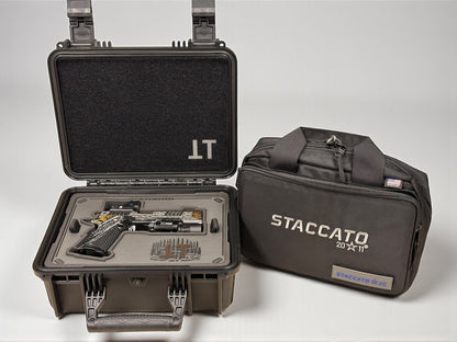 STACCATO CUSTOM XC “VITA FINITA” 3D ENGRAVED IN POLISHED PVD SILVER/COPPER FINISH.