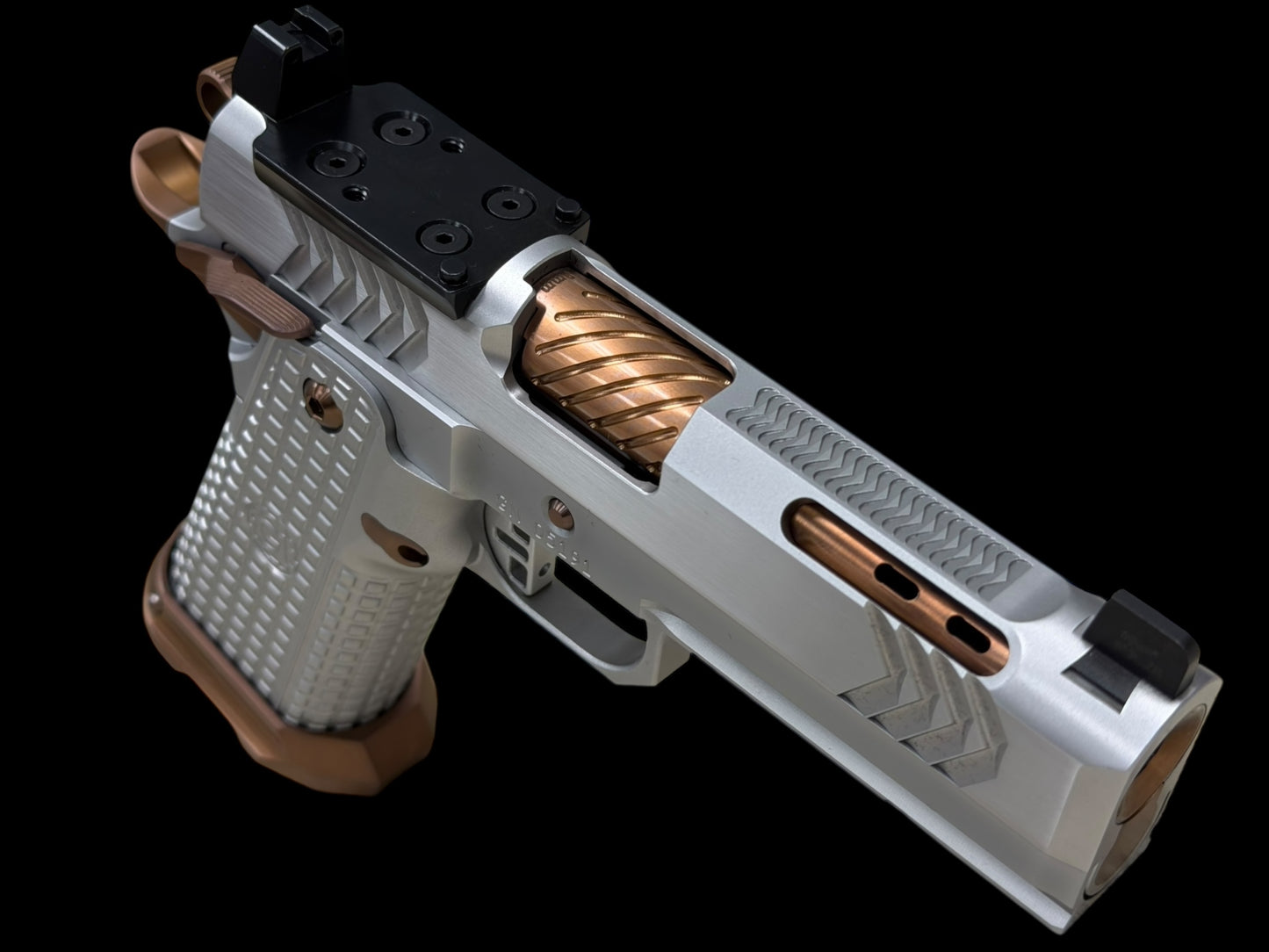 GUNCRAFTER POLARA X2 PORTED COMMANDER 4.25” SILVER COPPER PVD ALUMINUM GRIP