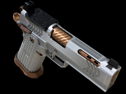 GUNCRAFTER POLARA X2 PORTED COMMANDER 4.25” SILVER COPPER PVD ALUMINUM GRIP