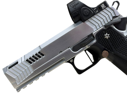 DARK FORGE WRAITH PORTED 4.6” BRUSHED CHROME FINISH WITH TRIJICON SRO (please read description)
