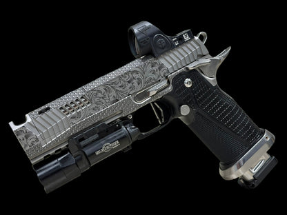 DARK FORGE REAPER PORTED + COMP CUSTOM SCROLL ENGRAVED IN SILVER PVD FINISH WITH SRO AND X300