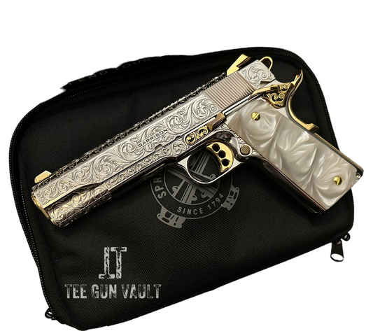 SPRINGFIELD GARRISON FULLY ENGRAVED POLISHED AND NICKEL & 24K GOLD PLATED