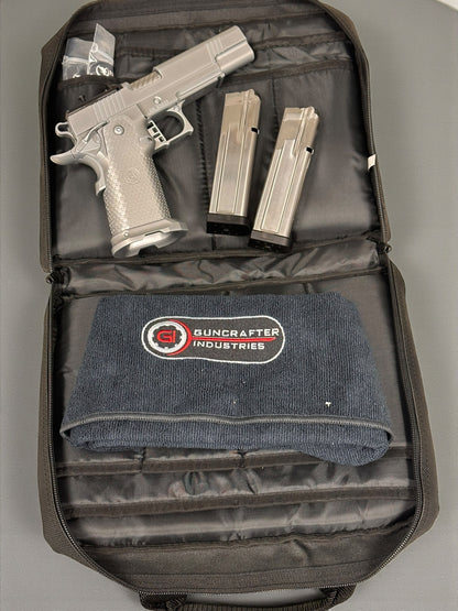 GUNCRAFTER INDUSTRIES DOUBLE STACK 9mm OPTIC READY SILVER PVD WITH ALUMINUM GRIPS