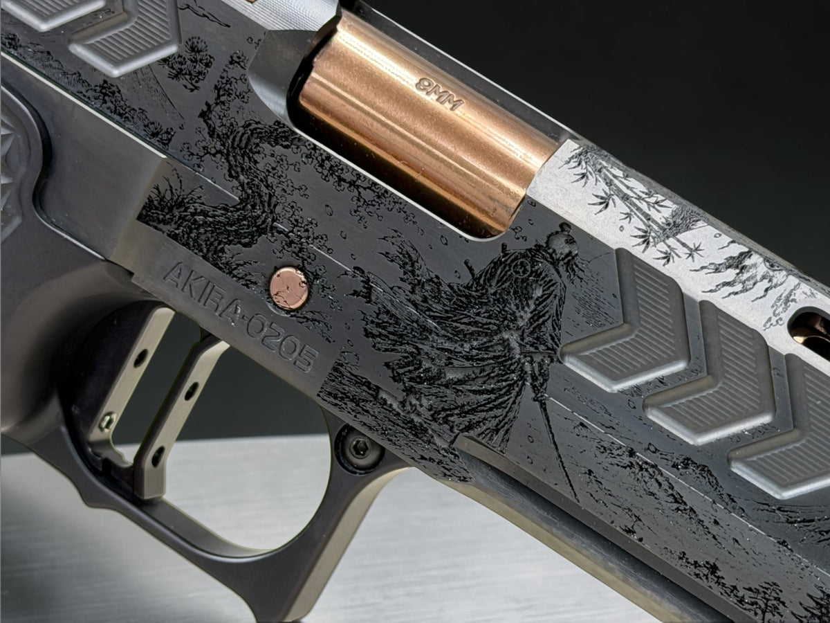CNC GUNWORKS AKIRA “KATANAKAJI” 1 OF 5 PORTED 4.6”  DLC/ROSE GOLD FINISH 9MM