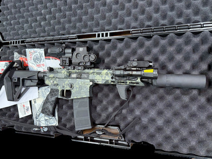MUSTANG ARMAMENT 5.56 “CHESTY” GREY CAMO 8” CUSTOM BILLET.