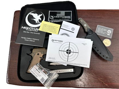 NIGHTHAWK CUSTOM BDS9 COMMANDER 4.25” SANDHAWK FINISH WITH NIGHT FIGHTER KNIFE 9MM