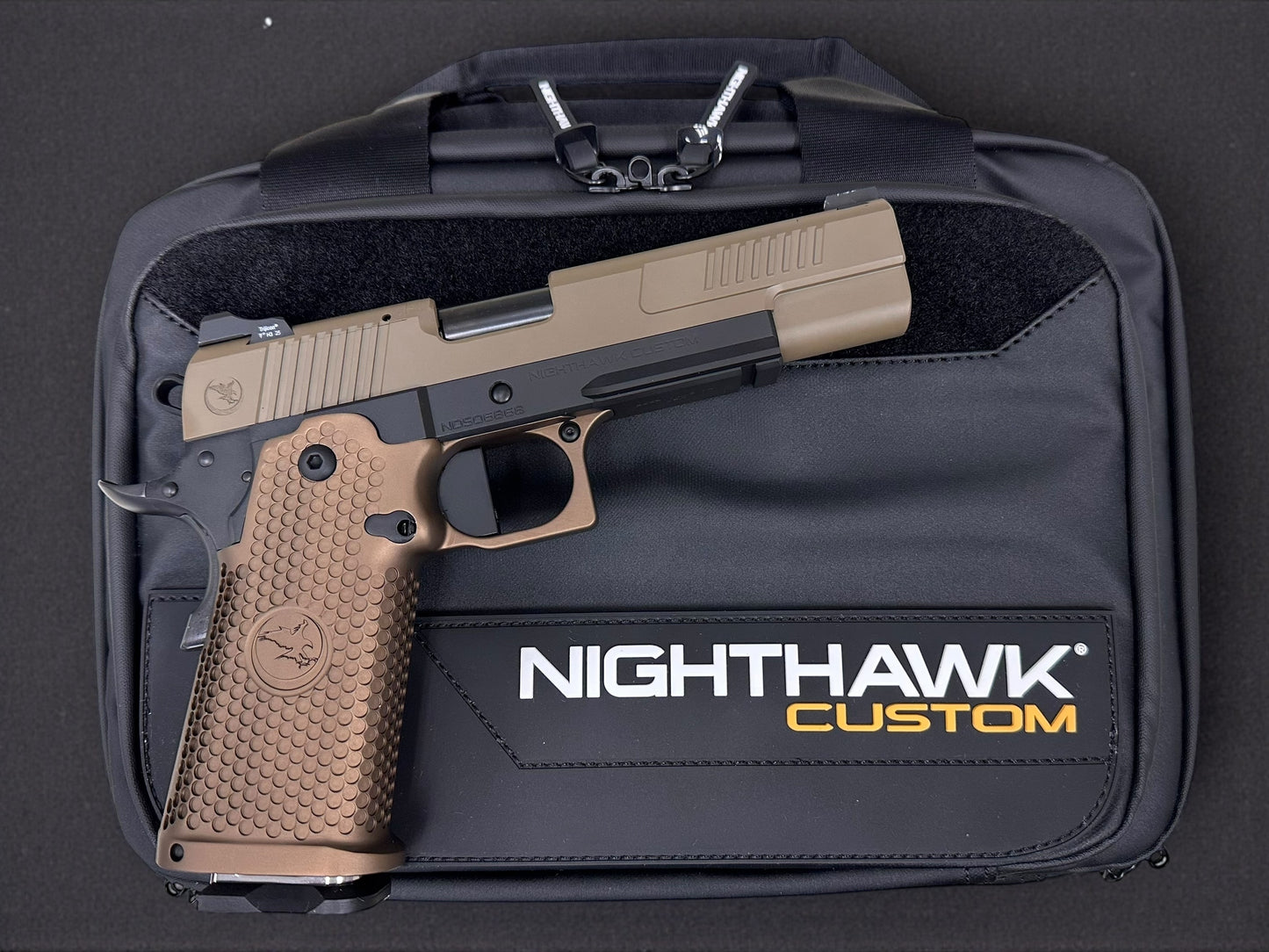 NIGHTHAWK CUSTOM ENVOY GOV 9MM 1911 DOUBLE STACK OPTIC READY WITH SANDHAWK TAN GRIPS