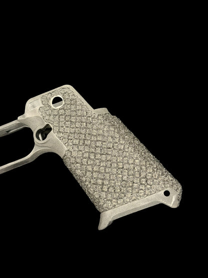 STACCATO CUSTOM P4X ENGRAVED PORTED COMPENSATED WITH ALUMINUM GRIPS AND INFINITY TRIGGER