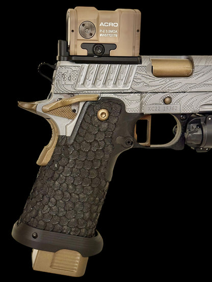STACCATO CUSTOM XC “TRIBAL DRAGON” ENGRAVED IN GRAY/BRONZE WITH ACRO P2 & X300