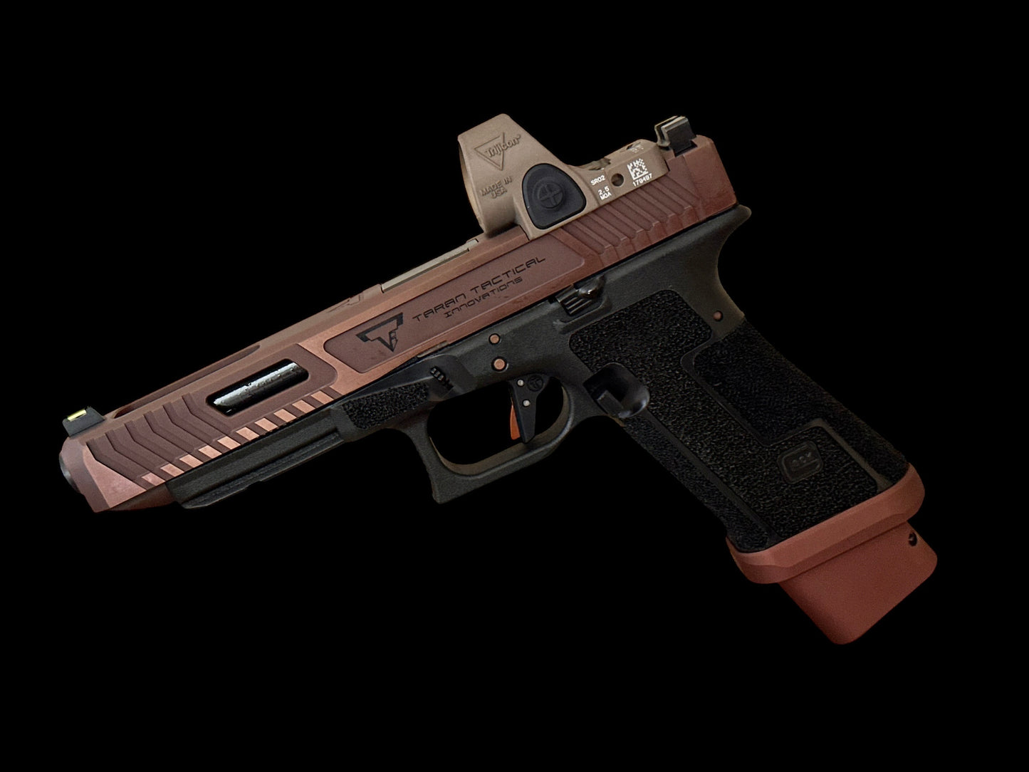 TARAN TACTICAL GLOCK 34 COPPERHEAD FINISH 9mm WITH TRIJICON SRO