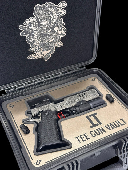 STACCATO CUSTOM XL “LAST SAMURAI” PORTED ATLAS GRIPS AND TRIGGER CHARCOAL POLISHED BLACK DLC