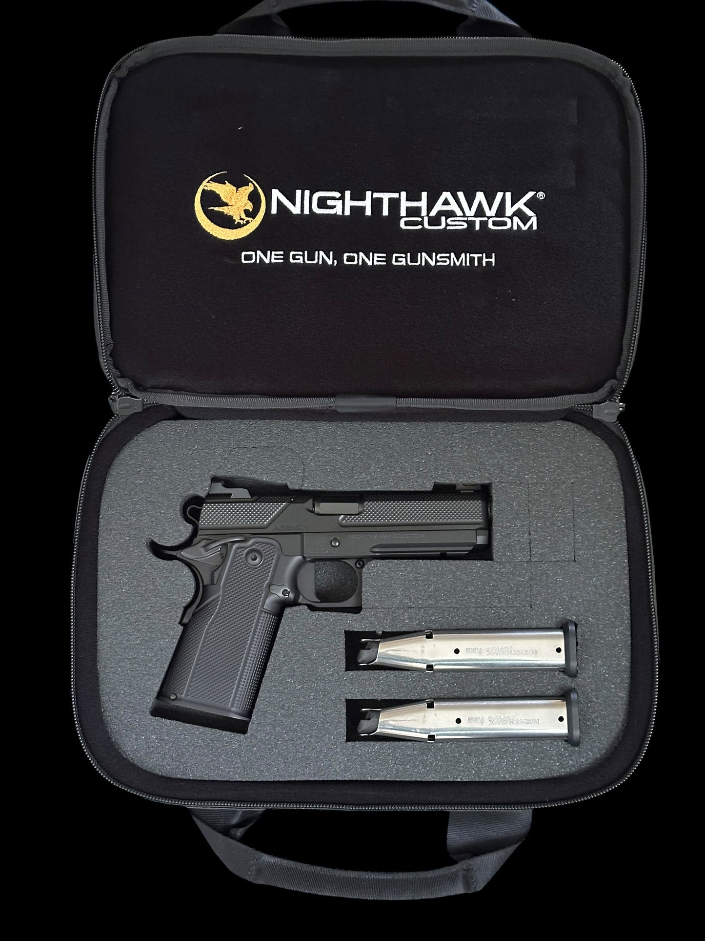 NIGHTHAWK CUSTOM DOUBLE AGENT DS 4.25” OPTIC READY BLACK DLC  COMMANDER AMBI SAFETY 9MM