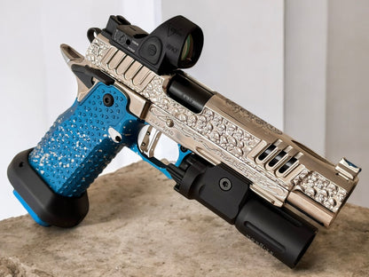 STACCATO CUSTOM XL “VITA FINITA” FULLY CUSTOMIZED 3D ENGRAVED POLISHED NICKEL ATLAS GRIPS