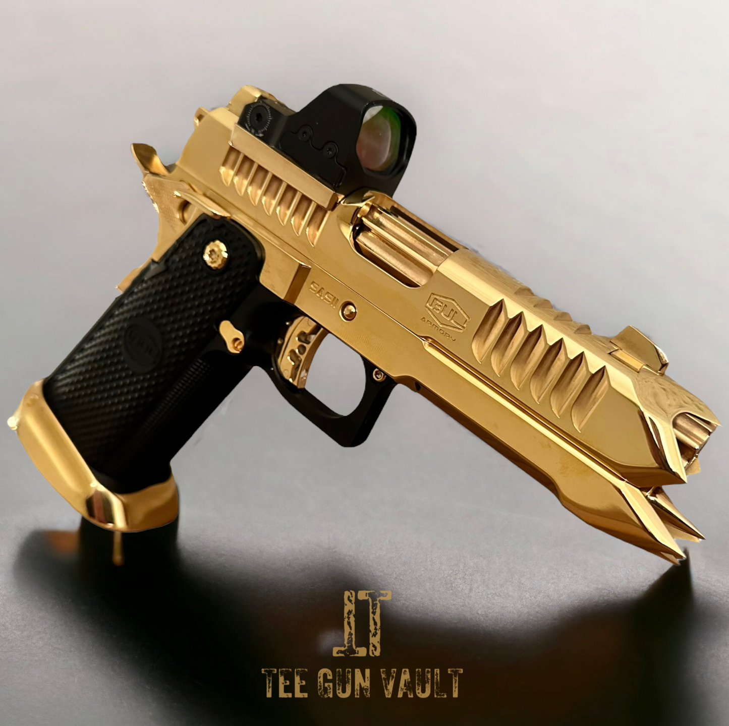 BUL ARMORY SAS II SPIKE CUSTOM 1 OF 1 24K GOLD PLATED HIGH POLISHED 9MM