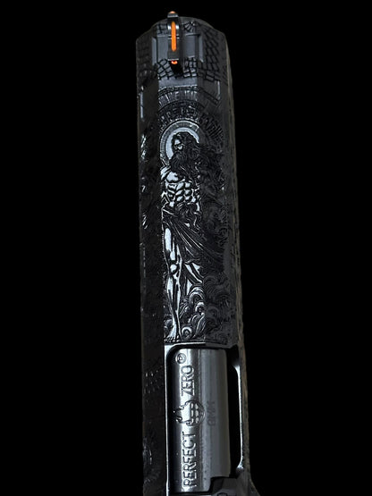 ATLAS GUNWORKS CUSTOM ATHENA SHINY BLACK WITH STROUP KNIFE, TRIJICON SRO