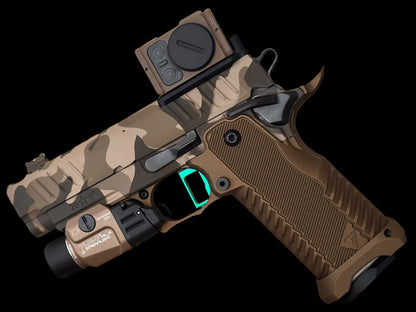 STACCATO CUSTOM C2 PORTED 3.9” MULTICAM WITH T7 ALUMINUM GRIPS INFINITY TRIGGER 9MM