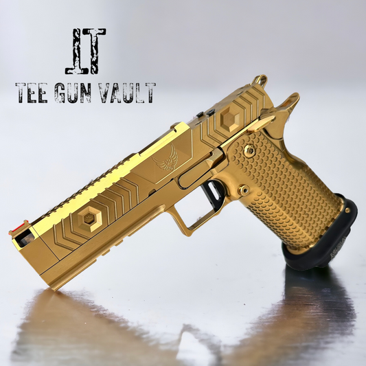 PHOENIX TRINITY H-TAC CUSTOM FULL POLISHED GOLD TIN OPTIC READY. COMP’D 9mm