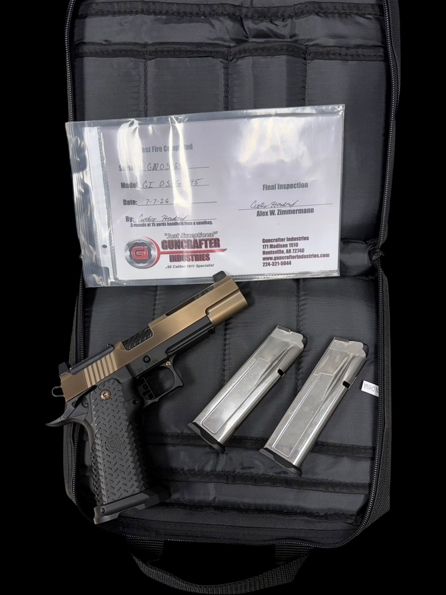 GUNCRAFTER X2 2.0 LIMITED 45 ACP PORTED OPTIC READY