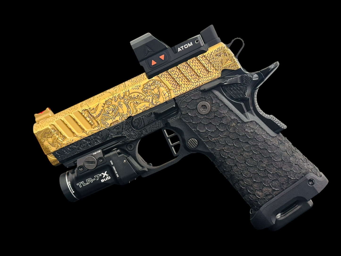 STACCATO CUSTOM CS “MEDUSA” PORTED 3.5” FULLY ENGRAVED IN GOLD NITRIDE POLISHED PVD FINISH