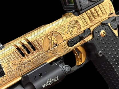 STACCATO CUSTOM XC “LAST SAMURAI” GOLD NITRIDE WITH BLACK DLC ACCENTS ATLAS GRIPS