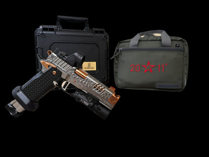 STACCATO CUSTOM XC “VITA FINITA” 3D ENGRAVED IN POLISHED PVD SILVER/COPPER FINISH.