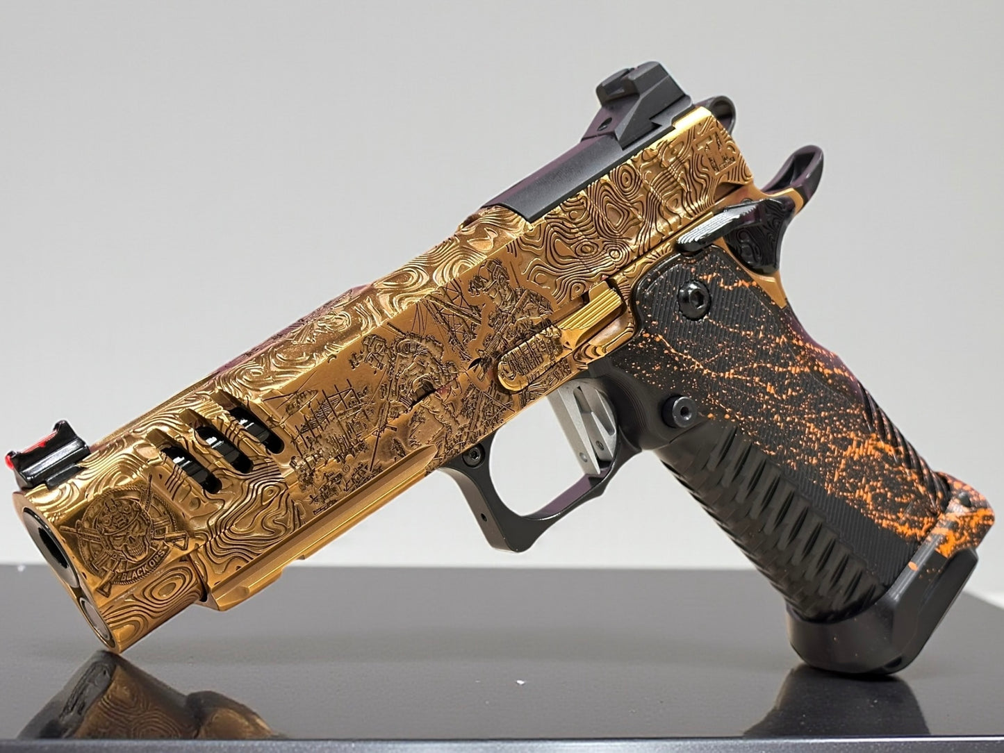STACCATO CUSTOM P “BLACKOPS” PORTED POLISHED COPPER/BLACK DLC FINISH WITH T7 GRIPS “EDGE” TRIGGER