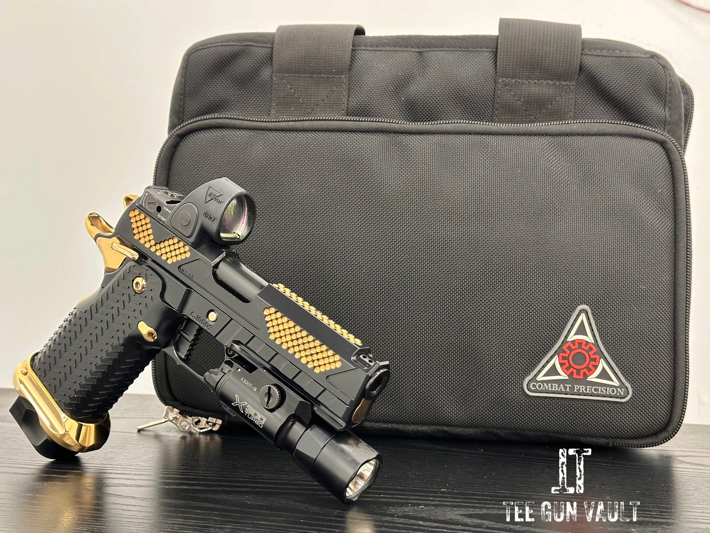 COMBAT PRECISION M5 CUSTOM 2011 PORTED WITH TRIJICON SRO & X300 9MM (Pre owned)